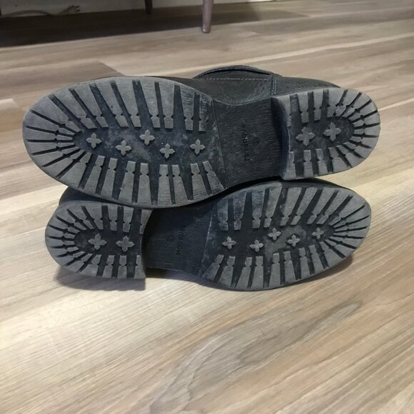 Terranova Ladies Grey/Black Leather Biker Boots Size 39 - Picture 6 of 6